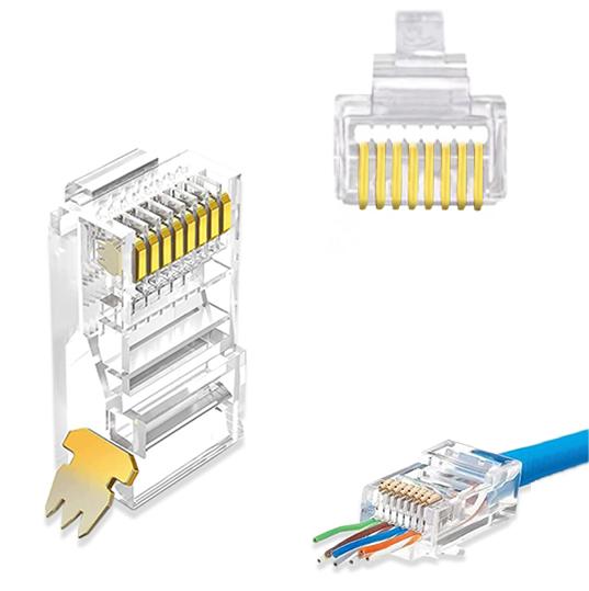 CAT5e UTP 8P8C RJ45 Enchufe modular de tipo de paso