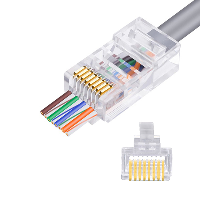 CAT5e UTP 8P8C RJ45 Enchufe modular de tipo de paso