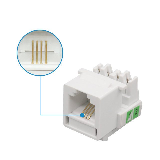 CAT3 RJ11 6P4C Conector trapezoidal perforado UTP de 90 grados