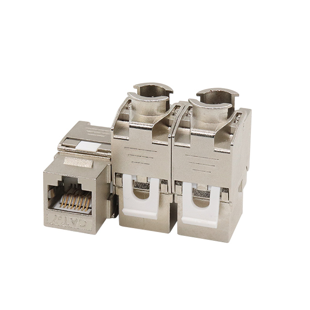 CAT7 STP Conector trapezoidal sin herramientas de aleación de zinc de 180 grados