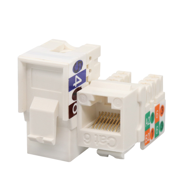 Conector trapezoidal perforado de 90 grados sin blindaje CAT6