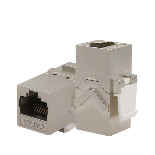 Acoplador en línea trapezoidal femenino de CAT6A STP 180 grados RJ45