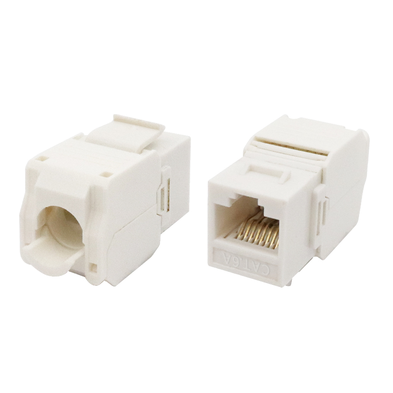 Conector trapezoidal sin herramientas CAT6A de 180 grados sin blindaje