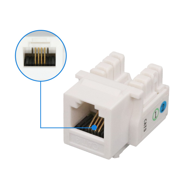 CAT3 RJ11 6P4C Conector trapezoidal perforado UTP de 90 grados