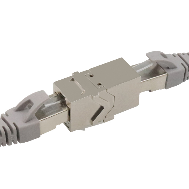 Acoplador en línea hembra trapezoidal Jack RJ45 de 180 grados blindado CAT7