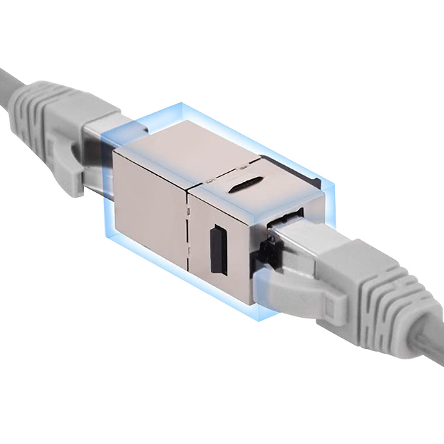 Acoplador en línea hembra trapezoidal Jack RJ45 de 180 grados blindado CAT6