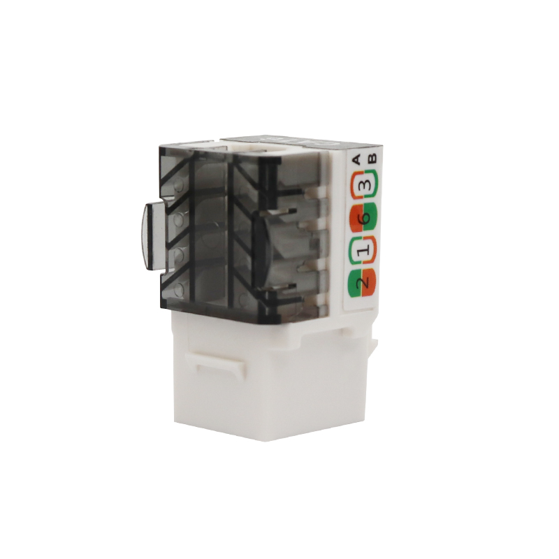 CAT6A UTP Tipo delgado Conector trapezoidal perforado de 90 grados