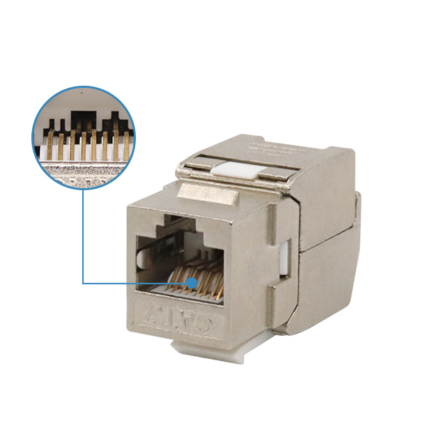 CAT7 STP Conector trapezoidal sin herramientas de aleación de zinc de 180 grados