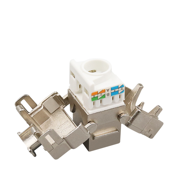 CAT6 Conector trapezoidal sin herramientas de aleación de zinc blindada de 180 grados