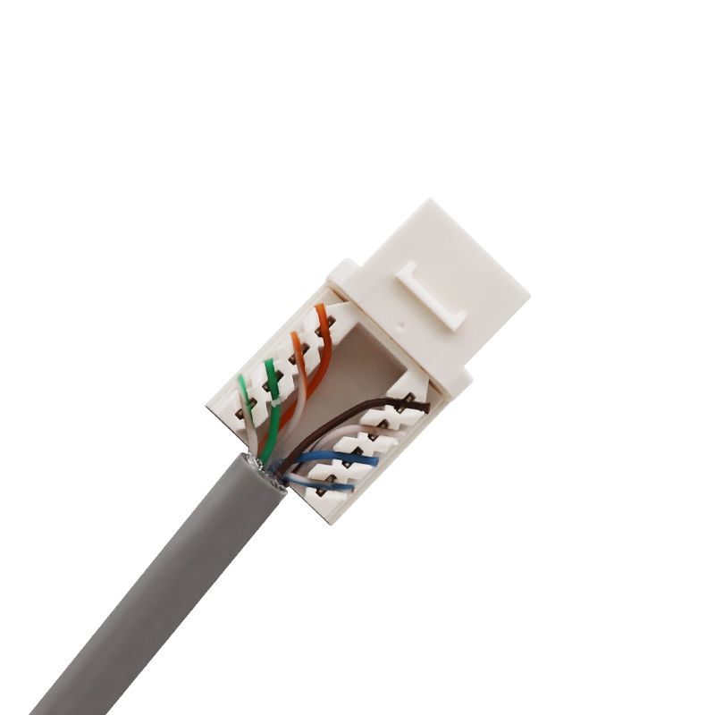 CAT6A UTP Tipo delgado Conector trapezoidal perforado de 90 grados