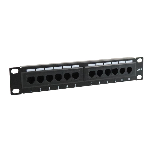 Panel de conexión perforado UTP CAT6 de 10'' 1U y 12 puertos